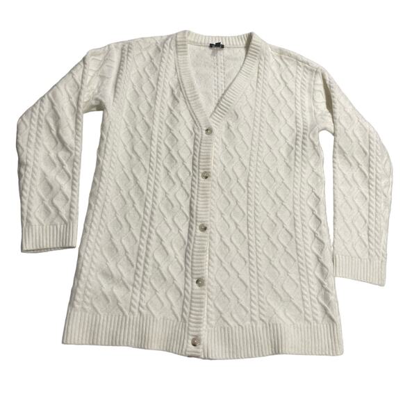 Talbots Cardigan Button Up Sweater Womens Medium Wool Alpaca Luxurious Ivory - Picture 1 of 8